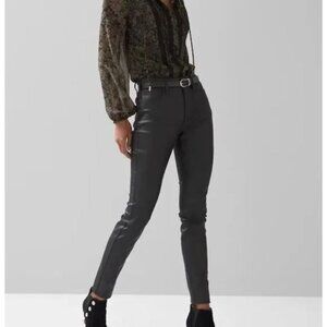 WHBM The Skinny Black Coated High Rise Jeans Size 6 Short